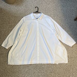 J Jill White Shirt Collection Womens Plus Size 3X Career Button Up Blouse Office